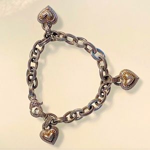RETIRED Judith Ripka 3 Heart Charm Bracelet. Price is firm. Serious inq only